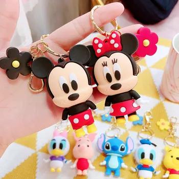 

Cute Cartoon Mickey Minnie Key Chain Mini Anime Monster Key Ring Kid Charm Pendant Keychain car Donald Duck Girl Bag Keyring
