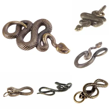 

Brass Metal Snake Shape Keychain Handmade Key Chain Snake Key Ring Handbag Pendant Hanging Antique Bronze Key Gift
