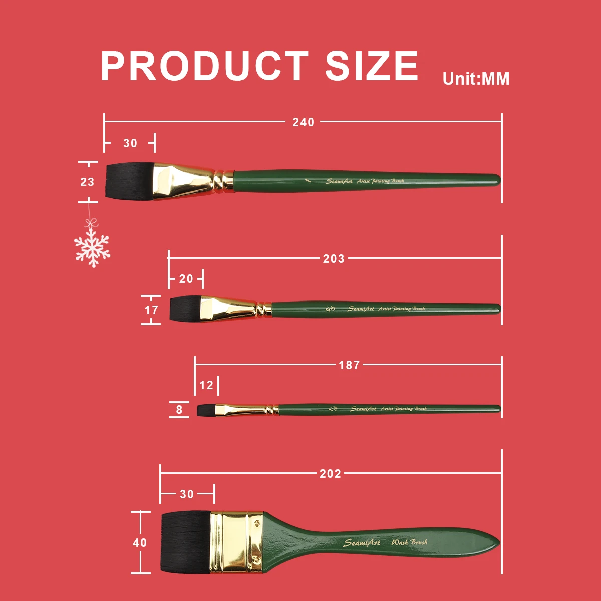 1pc Imitated Animal Nylon Hair Flat Artist Paint Brush Geen Short Holder Watercolor Acrylic Gouache Wash Brush Art Supplies 6