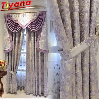 

Modern Purple Grey Screening Window Curtains Cloth Voile Tulles for Bedroom Cotton Drapes Living room Hot Sale Wedding HM194 *30