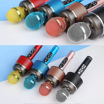 

Wireless Karaoke Microphone Bluetooth Handheld Portable Speaker KTV Player With Dancing LED Lights Record Function For Music