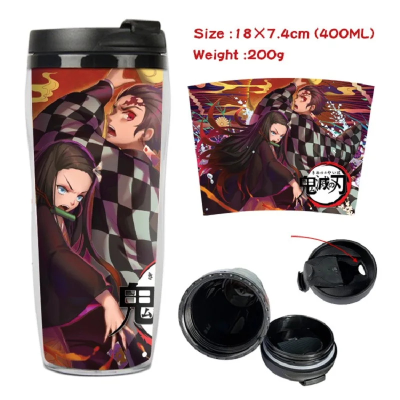 Аниме Demon Slayer чашка для воды Kimetsu no Yaiba Kamado Tanjirou Студенческая мультяшная кофейная чашка космическая бутылка пластиковая бутылка дропшиппинг