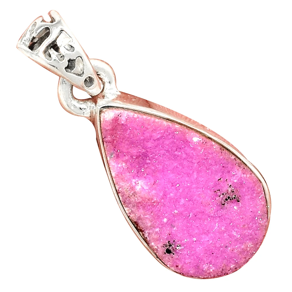 Genuine COBALT DRUZY Pendant 925 Sterling Silver Total Length : 31.3 mm AP7075 | Украшения и аксессуары