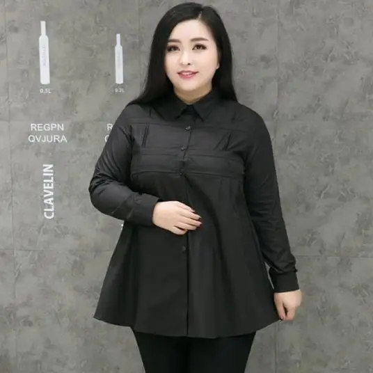 black long sleeve 9XL 8XL 7XL 6XL 5XL blusa social feminina женские блузки Осенняя рабочая одежда хлопковые Блузки Топы Строгая рубашка большого размера M286 - Цвет: black long sleeve
