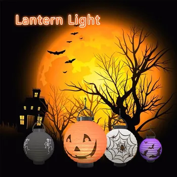 

Halloween Decoration LED Paper Pumpkin Hanging Lantern Light Lamp Halloween Decorations For Home Horror Lantern Supplies Novelty