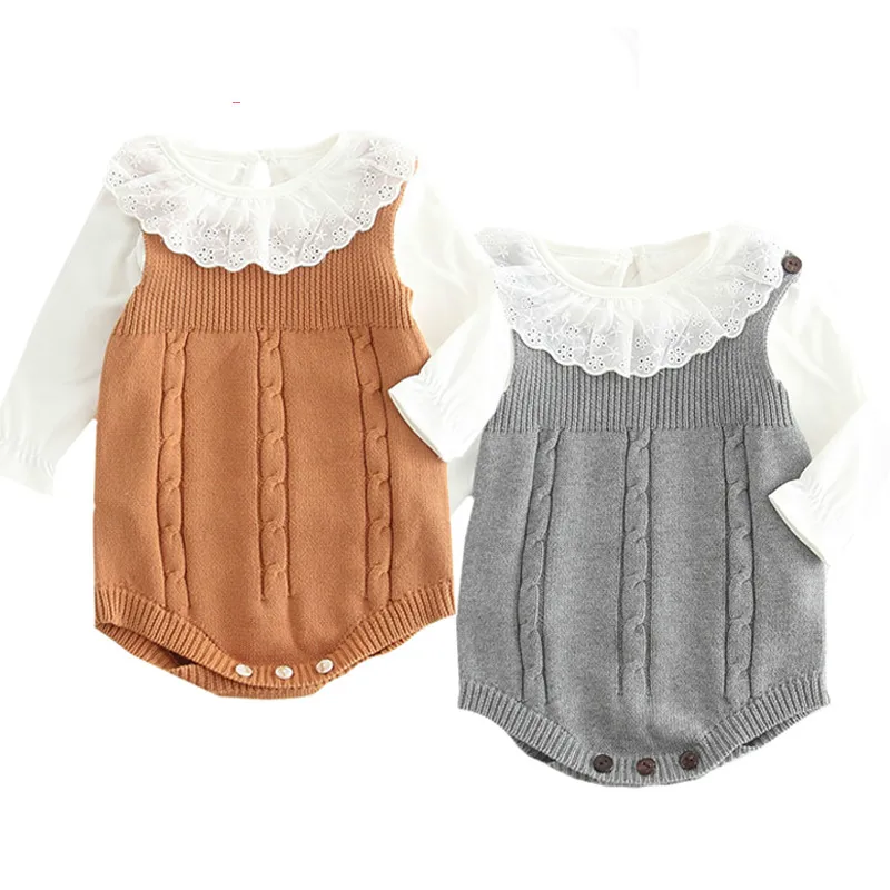 

2019 High Quality Baby Boy Knit Romper Girls Cute Crochet Rompers Toddler Brand Spring Suspender Infant Lovely Knitting Romper