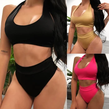 

New Bikinis Set For Women Bandage Swimsuit Bikini Push Up Swimwear Low Waist Bathing Padded Bra Suit Halter Bikinis Suit Swim