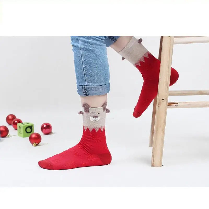 [La MaxPa] New Winter Warm Christmas Socks Deer Elk kawaii Xmas Socks for Women Girls Merry Christmas Gifts 3Pairs/lot