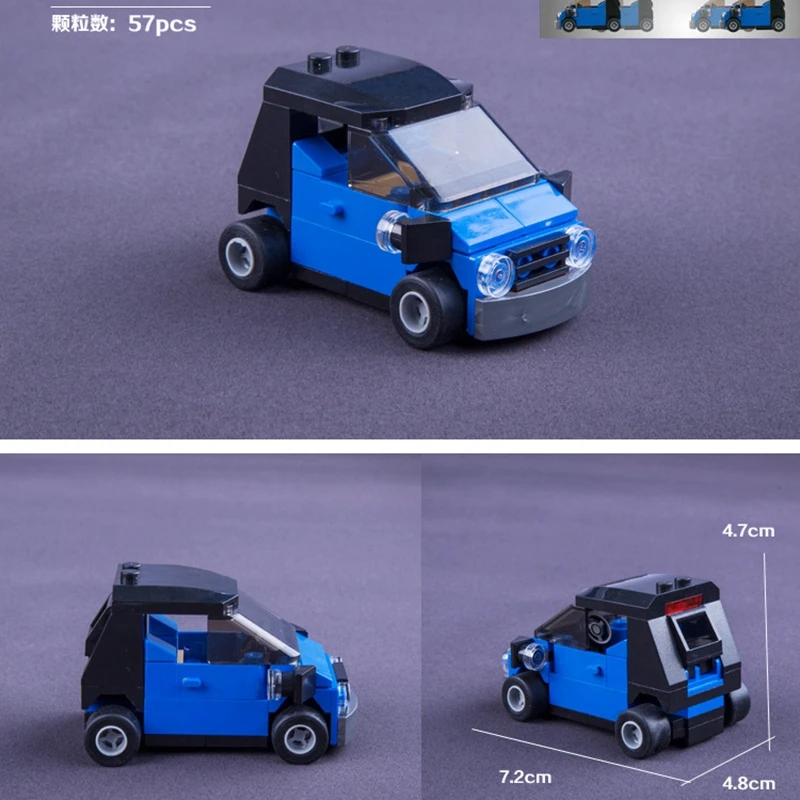 

57pcs Small Car Legoing Technic Series Kids MOC Figures DIY Blocks Bricks Children Christmas Technic Legoings Tank City Cars Set