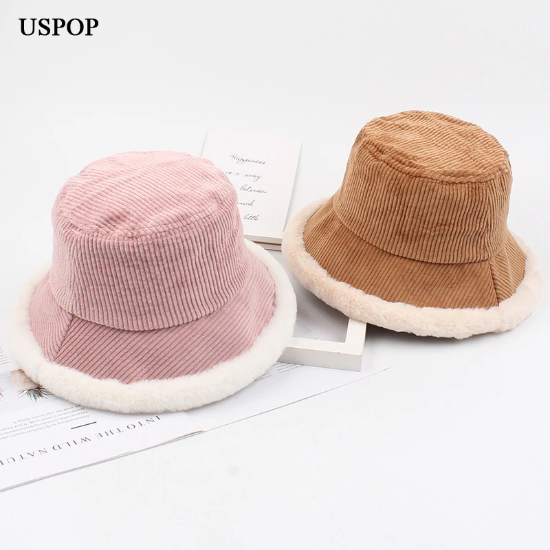 USPOP, зимние шапки, женские шапки, женские толстые теплые вельветовые шапки