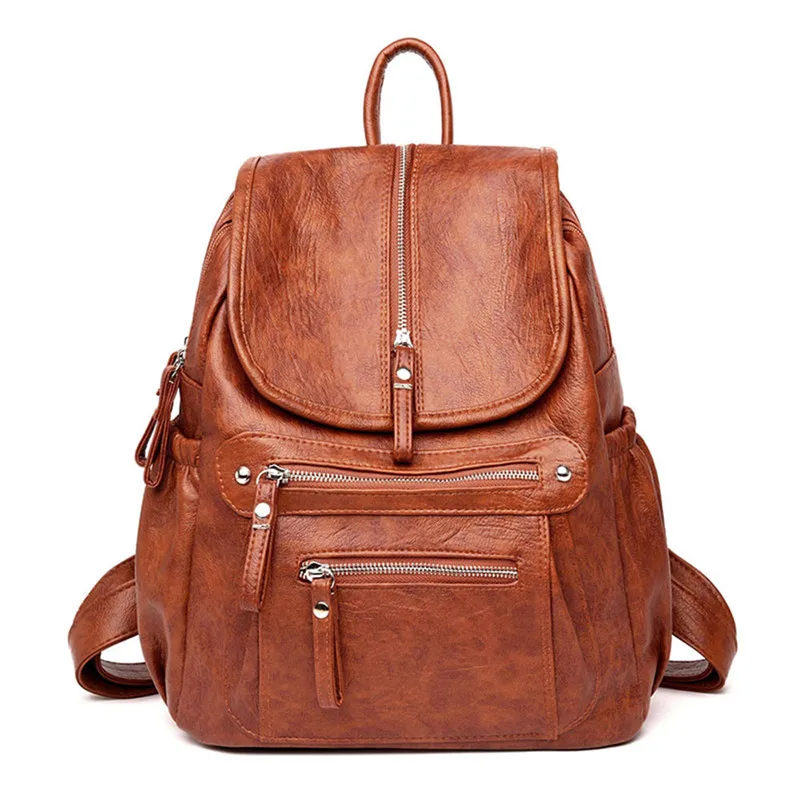 Vfemage Высокое качество женский рюкзак из мягкой кожи женский рюкзак школьные сумки для подростков для девочек рюкзак для путешествий Sac Dos Mochilas - Цвет: BROWN
