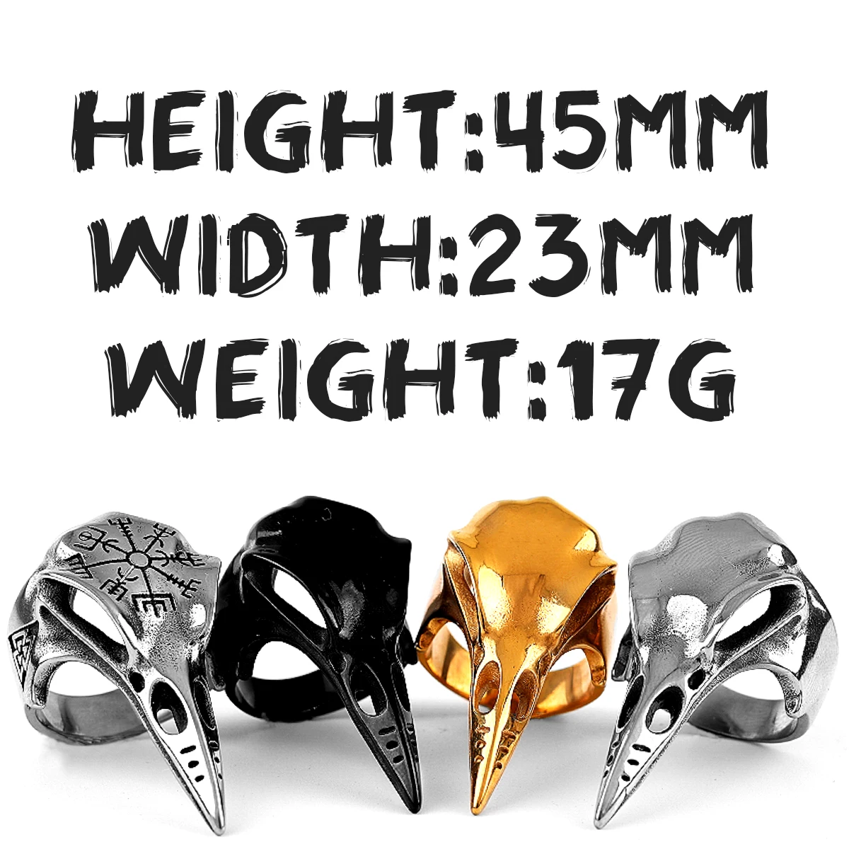 Viking Crow Skull Stainless Steel Mens Rings Punk Amulet Gothic for Male Boyfriend Biker Jewelry Creativity Gift Wholesale 6