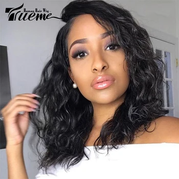 

Trueme Natural Wave 4.5 Inch Deep Part Lace Wig Ombre Red Blonde Brown Color Brazilian Remy Hair Side Part Lace Natural Wigs
