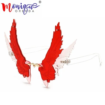 

Oversized Butterfly Sunglasses Women 2020 Luxury Fashion Red Rimless Men Eyeglasses Personality Big size Praty Shades