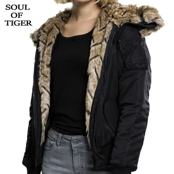 

SOUL OF TIGER 2019 European Brand Ladies Fashion Fur Pilot Jacket Womens Vintage Warm Parkas Winter Oversized Thick Hooded Coats