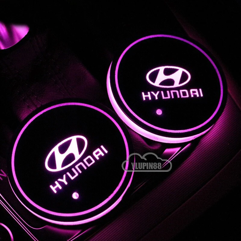 

2pcs USB Light Car LED Cup Mat Lamp Pad for Hyundais Santa Fe Sonata Solaris Azera Creta I30 Ix25 Tucson IX35 Auto Accessories