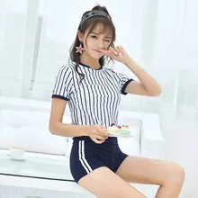 Новые милые костюмы из двух предметов для девочек купальный костюм танкини полосатый купальный костюм Мягкий сексуальный женский купальник пляжный купальник