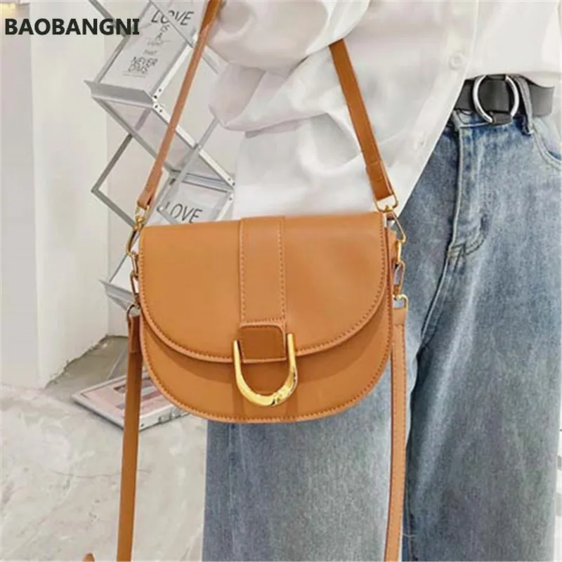 

PU Leather Clamshell Semicircle small Bag Women's Pure Color Crossbody Bags Ladies Quality Elegant Shoulder Handbags Sac