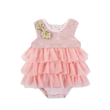 

Stylish Design Baby Girls Party Dress Sleeveless Princess Dresses Bows Lace Overall Infant Summer Clothes Newborn Baptism Dress