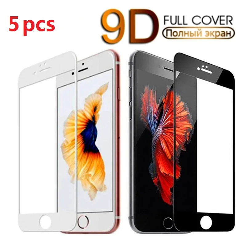 5 шт./лот полное покрытие закаленное стекло для iPhone 11 12 13 Pro Max 7 8 6 6s Plus SE 2020 X Xr Xs