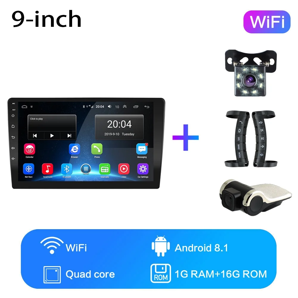 WIFI 1G-16G 2G+ 32G 2din Android 8,1 GO Автомобильный мультимедийный видео плеер 9 дюймов универсальный автомобильный Радио gps навигация wifi плеер, без DVD - Цвет: WIFI 1G-16G