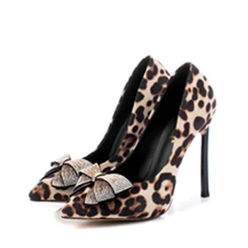 

WEIQIAONA Flock Brand Design Women shoes New Bow high heel female pointed stiletto girl single shoes