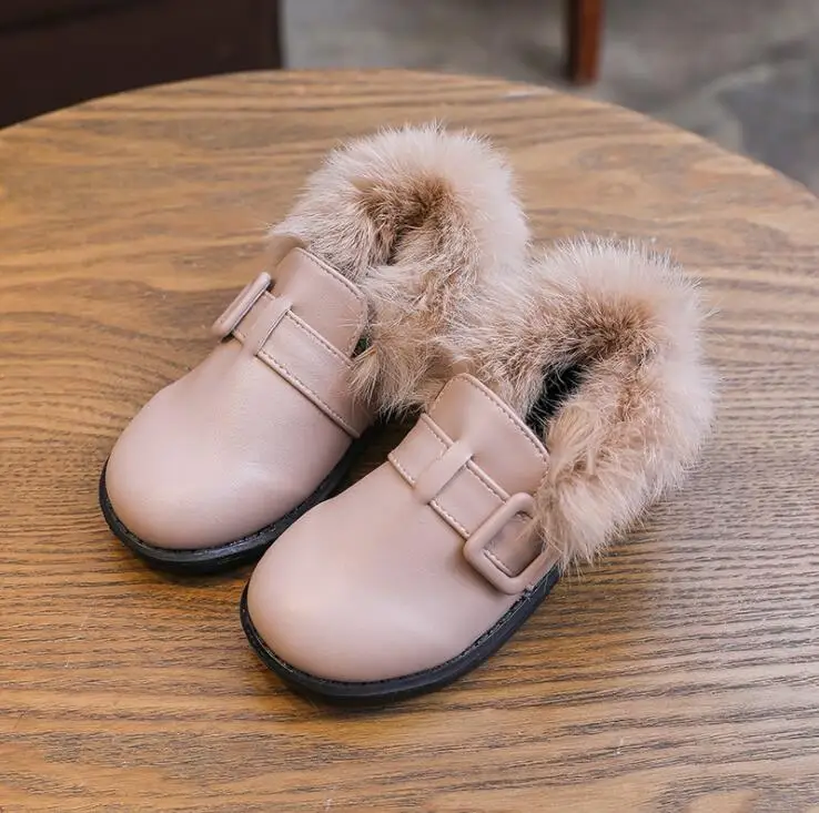 Light brown Меховая оторочка детская обувь для девочек Мокасины однотонная Цвета мальчиков лоферы с мехом мягкая гибкая детская зимняя обувь Размеры 21-30 - Цвет: Light brown