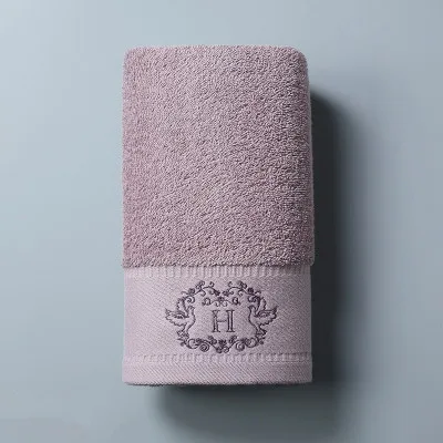 purple Пятизвездочное вышитое полотенце для отеля, хлопковое домашнее полотенце, большое полотенце для лица - Цвет: purple