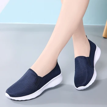 

Summer women loafers breathable mesh flat shoes slip on lightweight mother shoes nursing shoes casual sneakers female