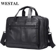 'WESTAL Men's Bag For Document 15.6'' Laptop Bag Business Men's Briefcases Large Travel Totes Bags Leather Messenger Bags 5012'