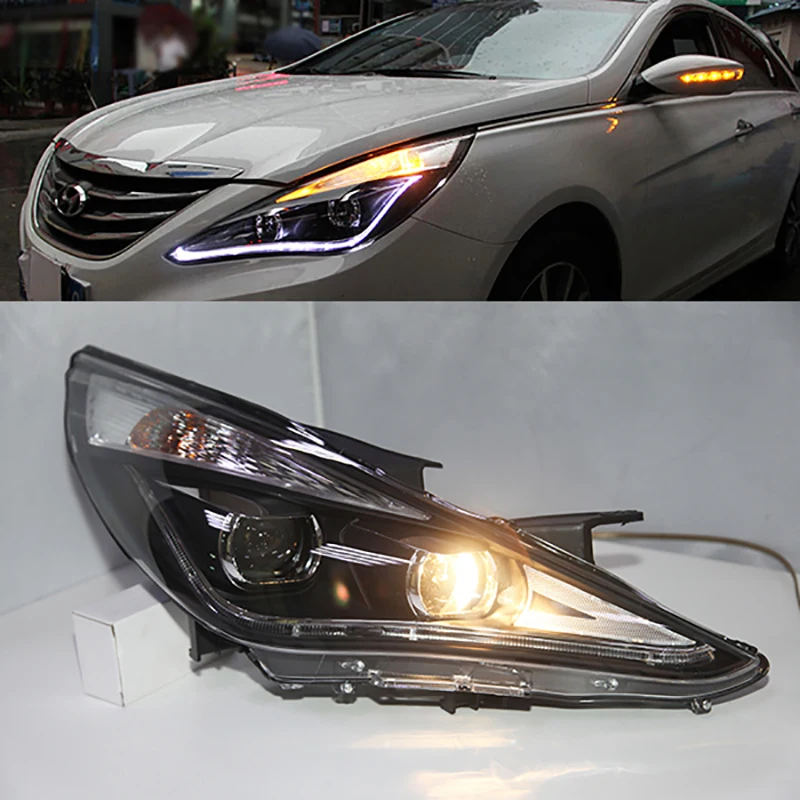 2 шт. светодиодный фонарь в сборе для hyundai Sonata светодиодный передний фонарь от 2009 до 2011 года