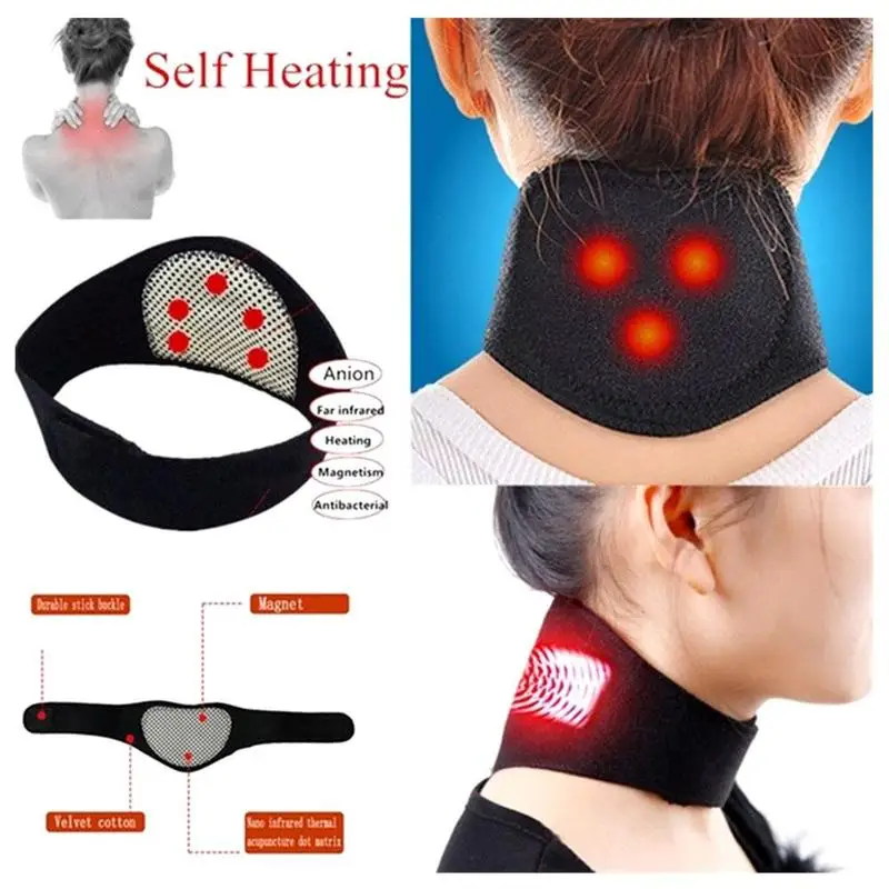 

OPHAX 1Pcs Neck Support Massager Tourmaline Self-heating Neck Belt Cervical Vertebra Protection Spontaneous Heating Belt Health