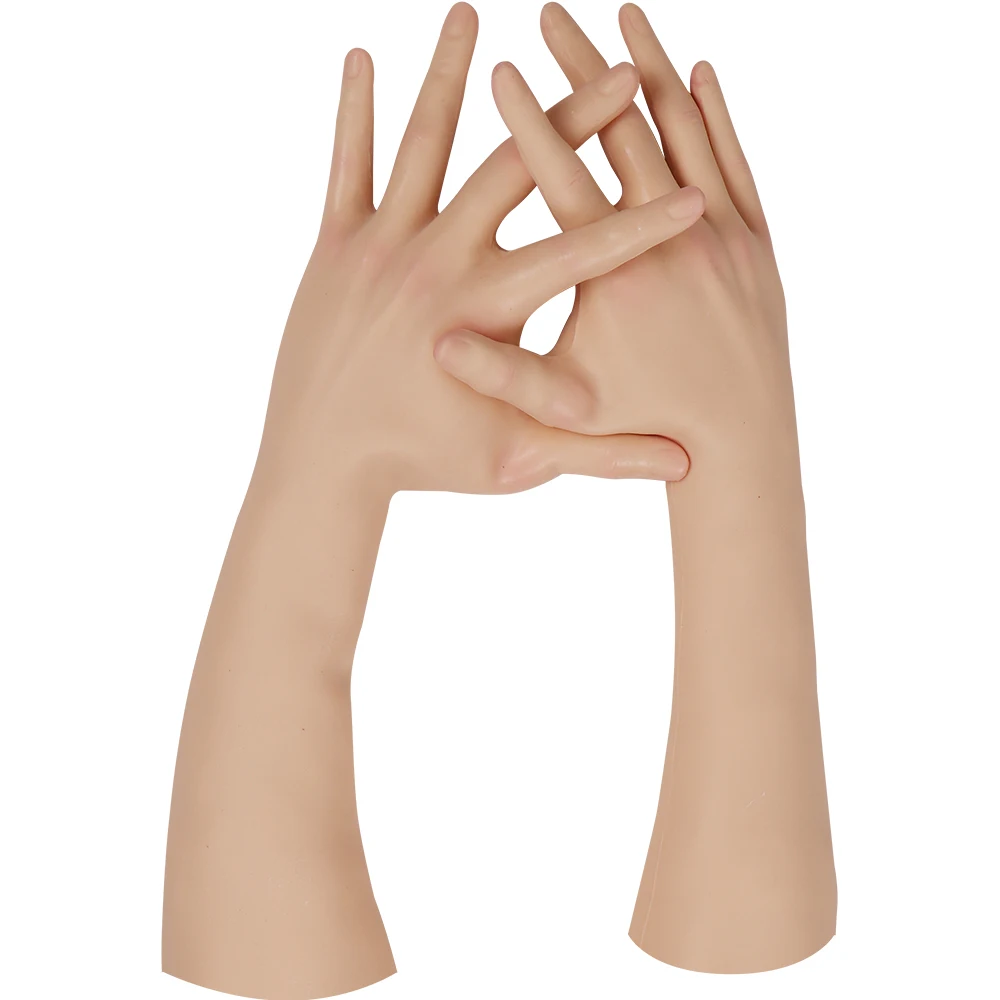 Simulation Male Silicone Prosthesis Gloves Fake Hands Cover False Artificial Skin Sleeve Arm