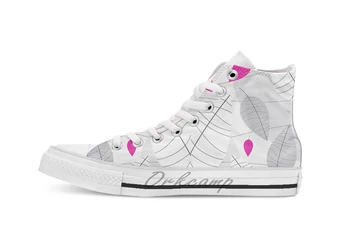 

Grey White Pink Leaves breathable Casual High Top lace-up Canvas shoes sneakers Drop shipping