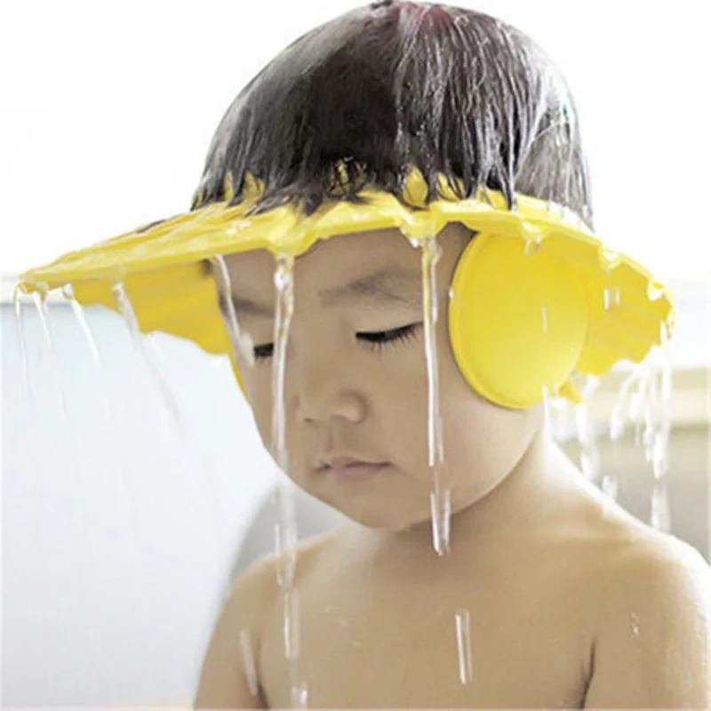Детская водонепроницаемая шапочка безопасная детская шапочка для душа Дети козырек для купания Регулируемый головной убор Детская шапочка для душа защита глаз волосы ванны игрушки