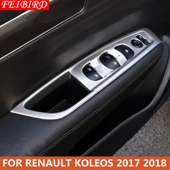 

ABS Inner Door Armrest Window Lift Button Cover Trim MATTE STYLE / CARBON FIBER STYLE Interior For Renault Koleos 2017 2018