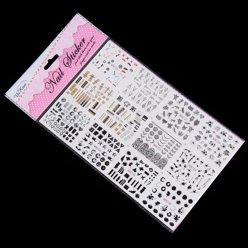 12 видов стилей геометрический Нейл-ползунки воды Стикеры комплект Nail Art Наклейки переводятся при помощи смешанный дизайн декоративный для маникюра DIY татуировки Фольга
