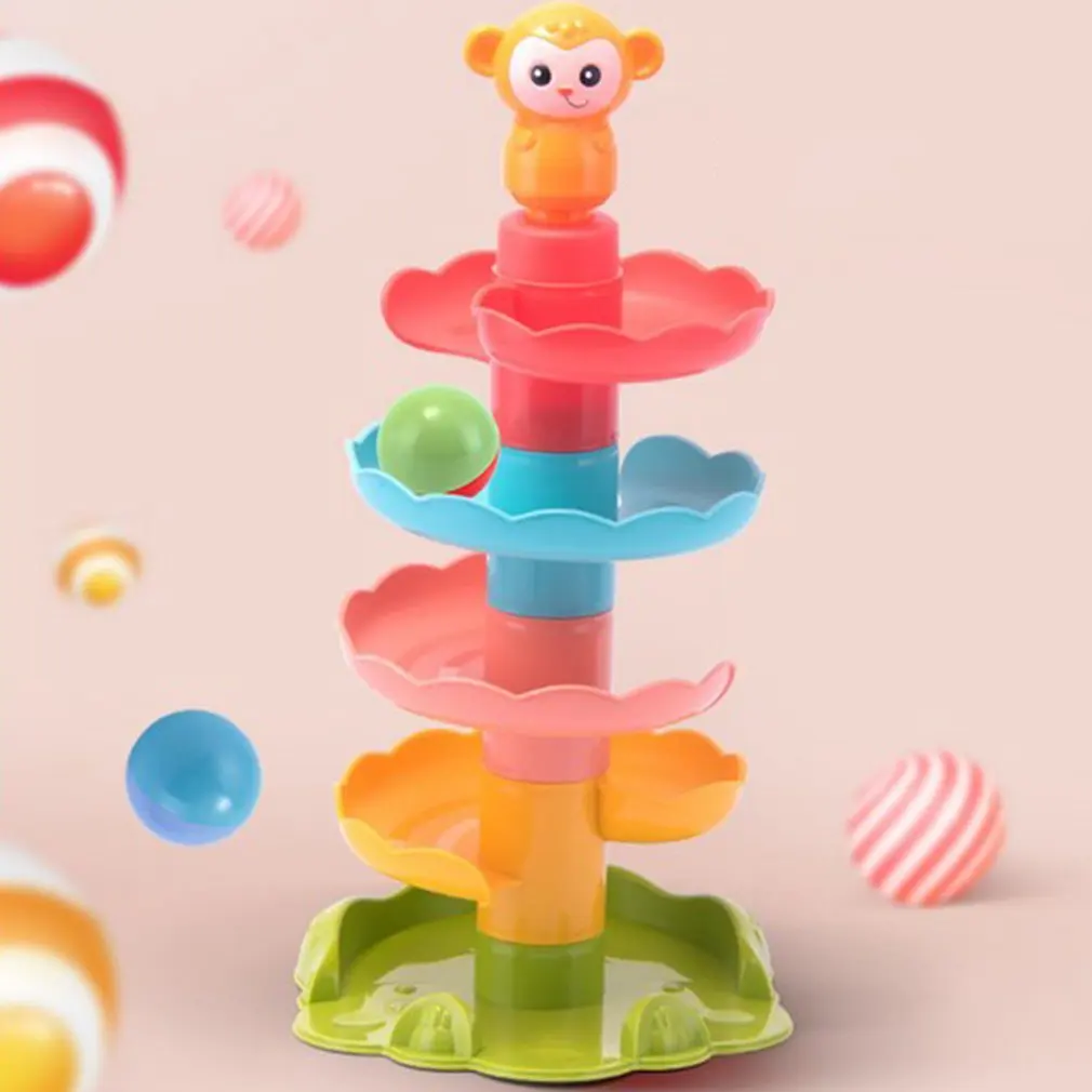 

Kids Educational Toys Stacked Track Toy Rolling Ball Slide Tower Baby Fun Colorful Spiral Rotating Ring Toy