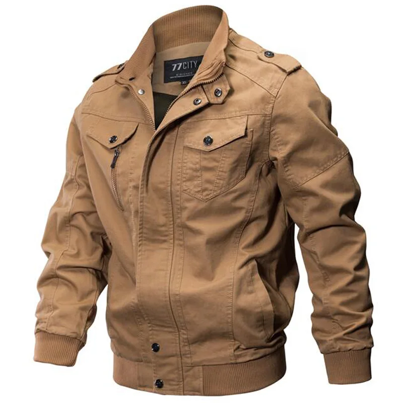 Военная куртка мужская зимняя хлопковая куртка-бомбер мужская армейская пилот ВВС Осень Зима повседневные карго пальто плюс размер 5XL 6XL - Цвет: 701 khaki