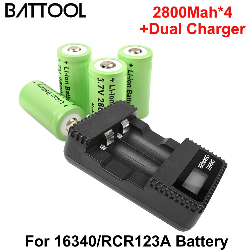 Литий ионный аккумулятор Battool CR123A RCR 123 ICR 16340 2800 мАч 3 7 в|Перезаряжаемые батареи| |