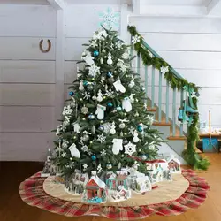 Рождественская ткань плед 120 см новогодняя елка юбка Рождественская елка нижний орнамент семейная Рождественская атмосфера украшения