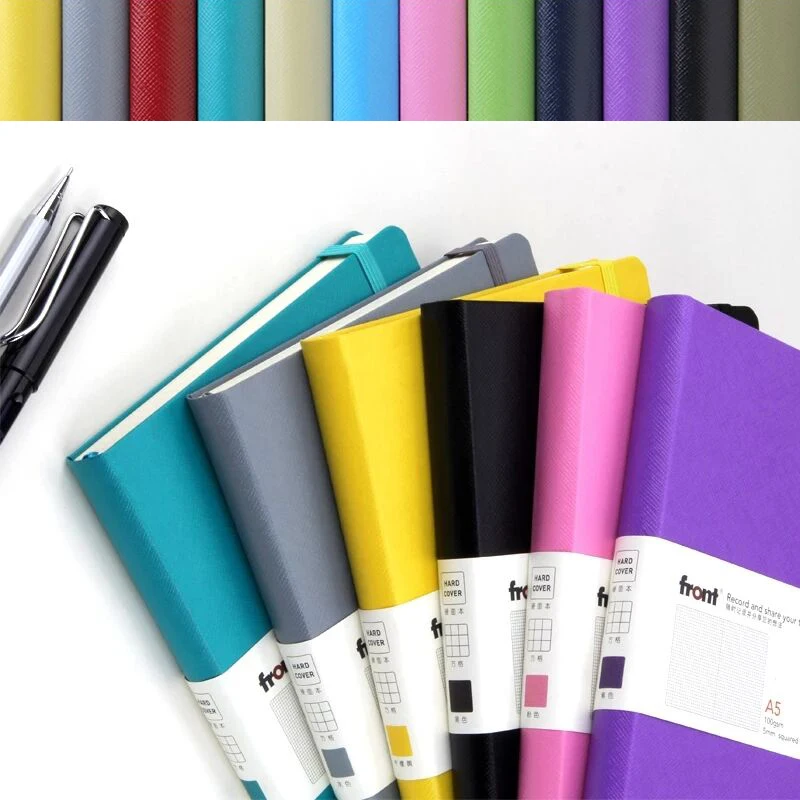 A5 Hardcover Grid Notebook Bandage Grid Personal Diary Notebook School Office Stationery Black Bullet Journal Grid Paper