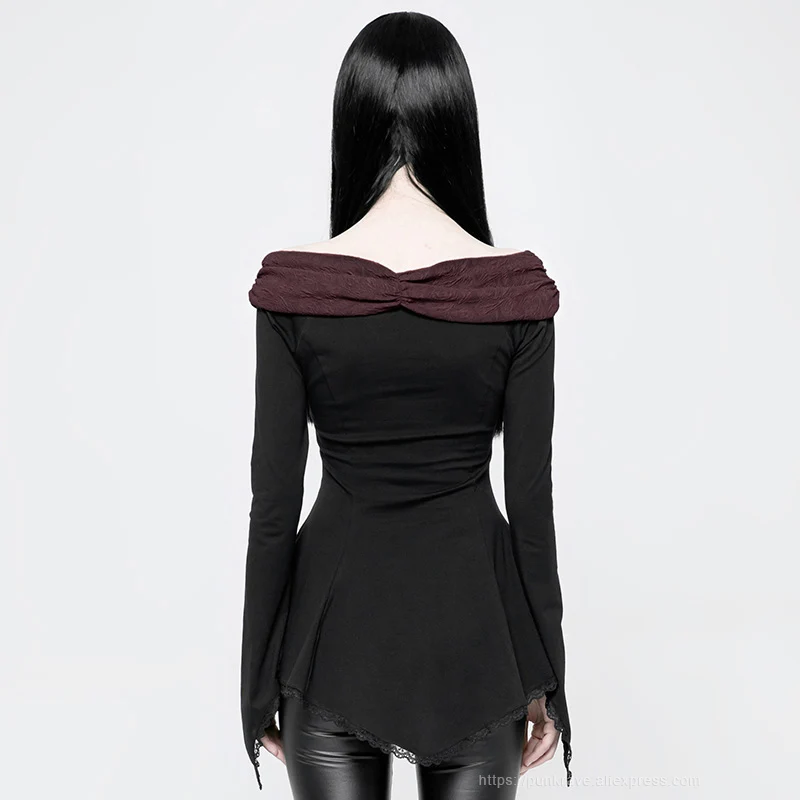 PUNK RAVE Gothic Gorgeous Long Sleeve Lace Edge T