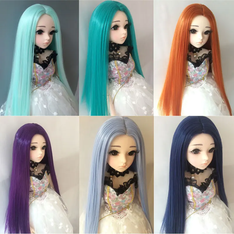 1/3 1/4 1/6 1/8 bjd sd кукла длинные прямые волосы высокотемпературные волосы синие куклы парик мульти-цветная кукла аксессуары