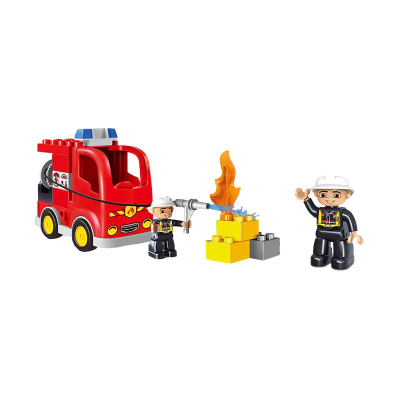Duplo город противопожарный Отдел 2 фигурки пожарный большой размер строительные блоки Развивающие игрушки для детей Duploe наборы