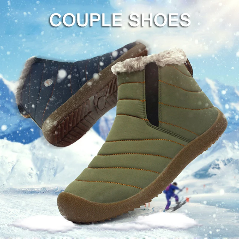 Теплые зимние ботинки для пары; сезон осень-зима; нескользящие ботильоны с плюшевой подкладкой; коллекция года; модная женская и мужская обувь; обувь больших размеров; BS88