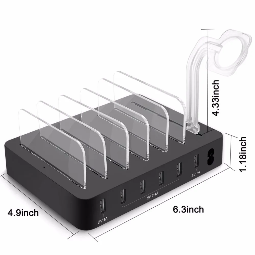 Onleny 6 портов зарядный концентратор несколько USB зарядное устройство настольная зарядная док-станция для планшета ПК смартфон с часами кронштейн Подставка держатель