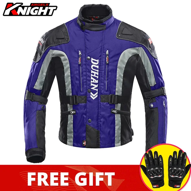 DUHAN Motorcycle Jacket Pants Suit Waterproof Racing Jacket Protective Motocross Lining Four Seasons Motorcycle Jacket Men S-3XL D-023 Purple Jacket
