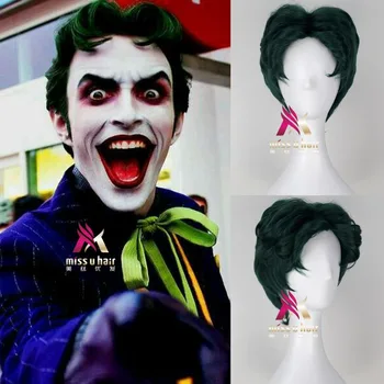 

Movie Suicide Squad Joker Clown Green wig Play Poseidon Hair DC Comic Cosplay Halloween Costume Synthetic Wigs+wig cap
