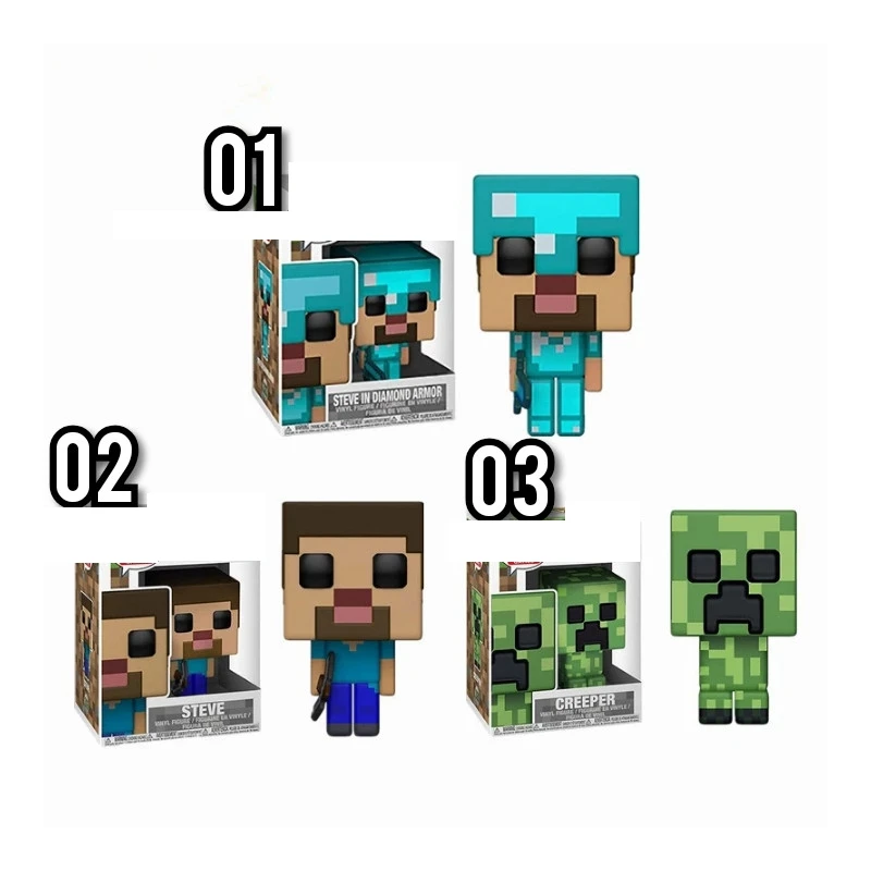 Экшн-фигурка Funko POP Minecraft Creeper 320 #316 # Стив в алмазной броне #322 Коллекционная модель